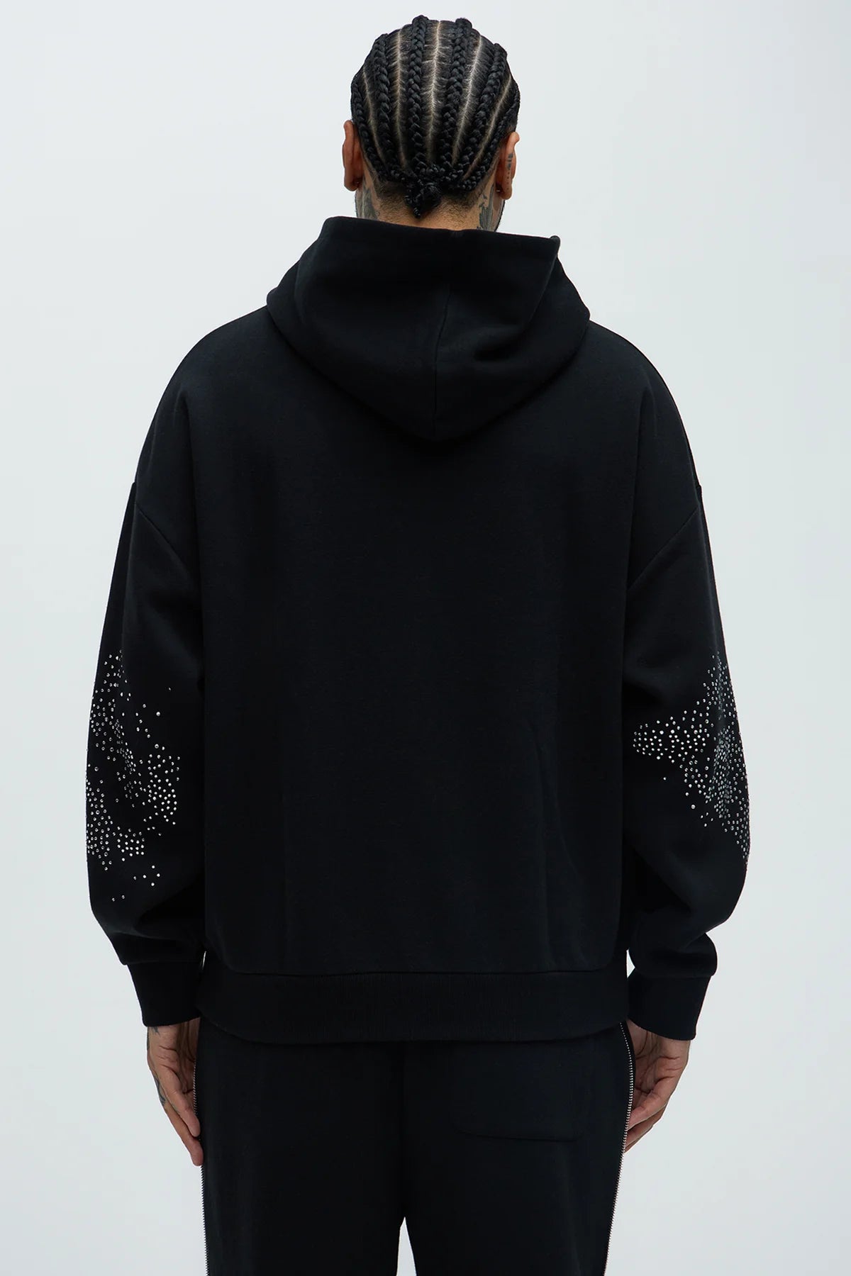 Rhinestone Oversized Black Hoodie
