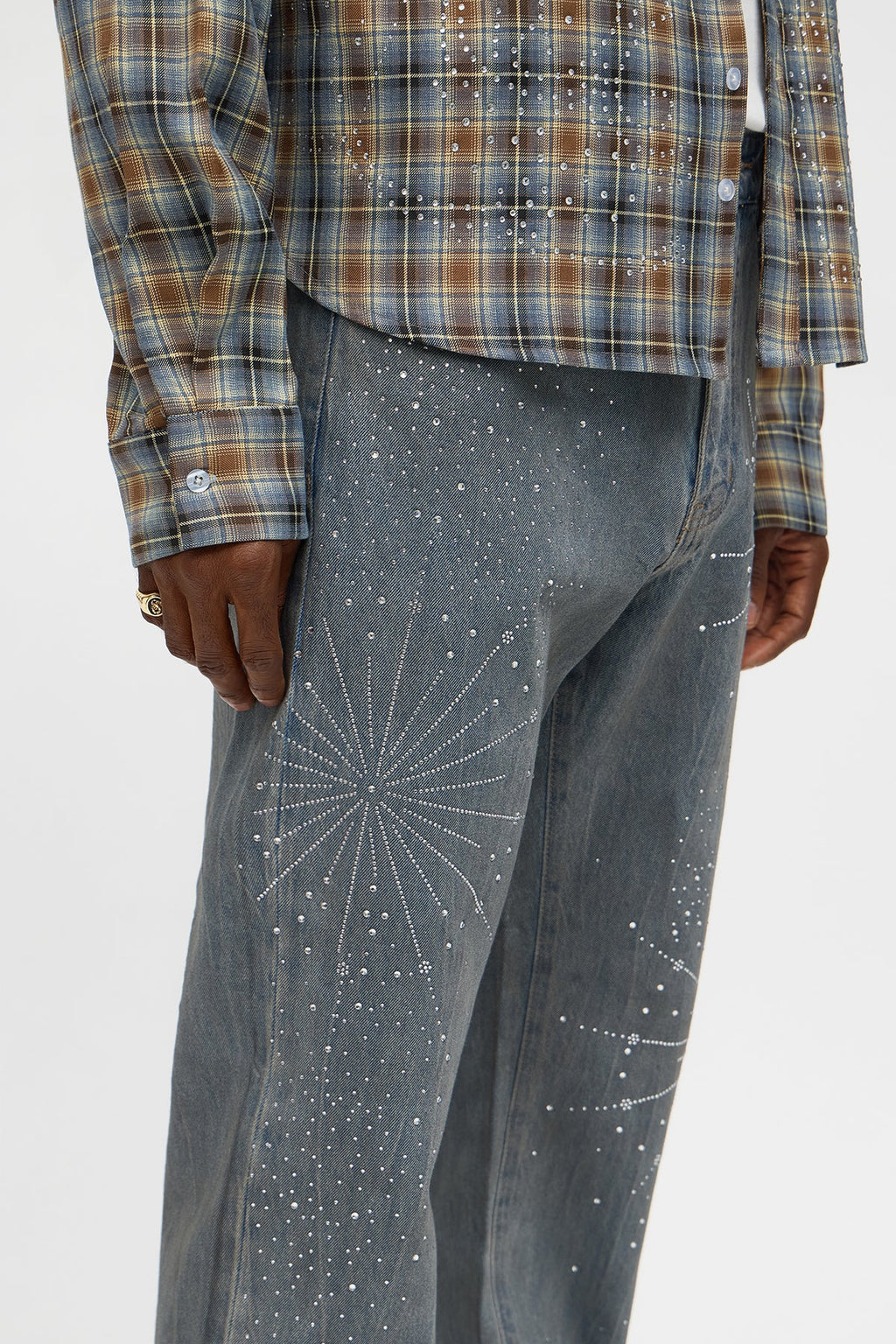 Spider Web Rhinestone Jeans