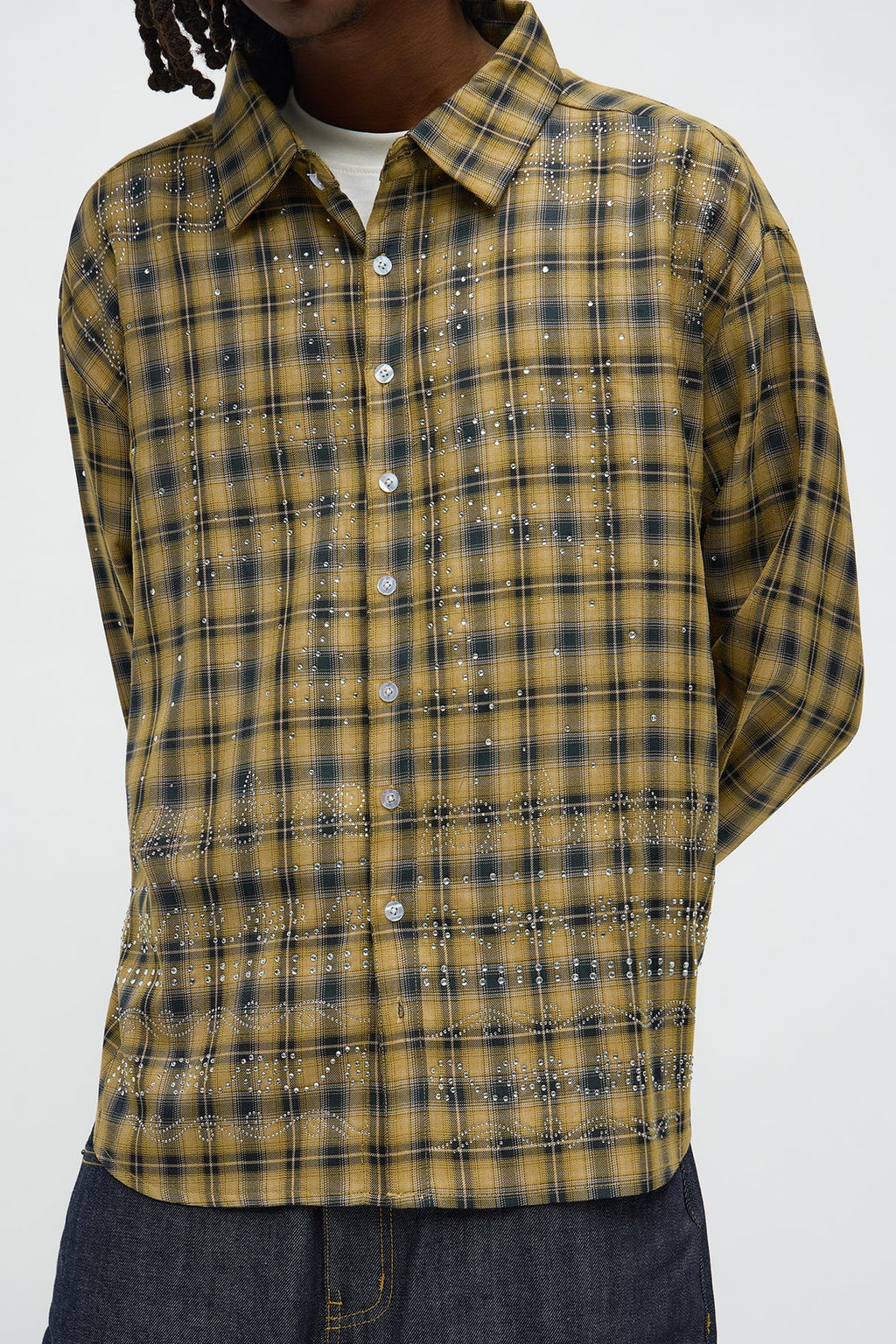 Brown And Blue Rhinestone Flannel