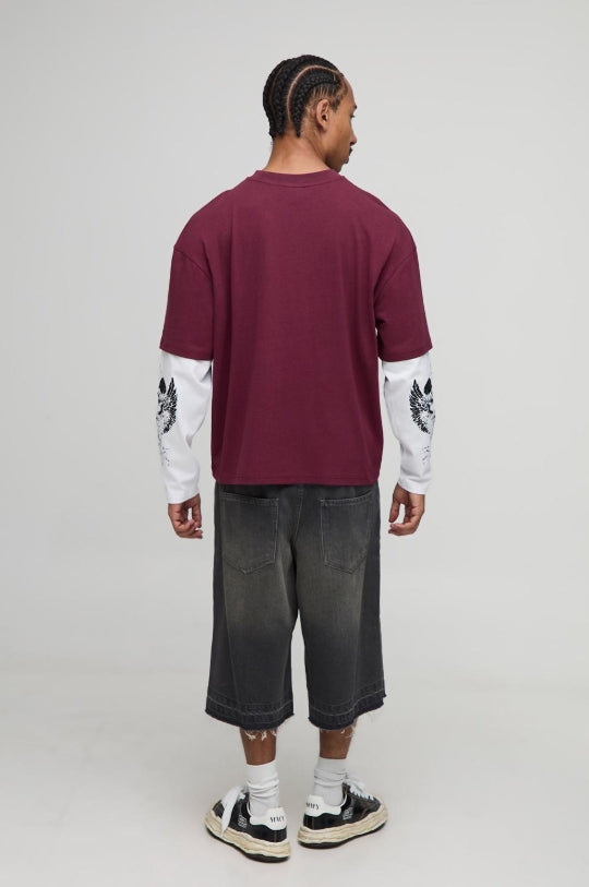 Burgundy Over Sized Long Tee