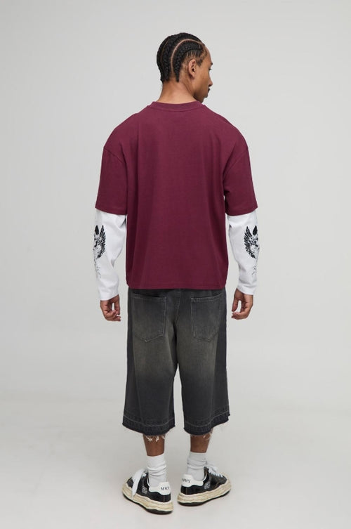 Burgundy Over Sized Long Tee