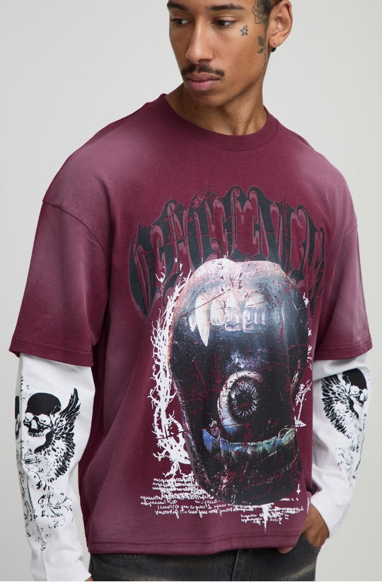 Burgundy Over Sized Long Tee